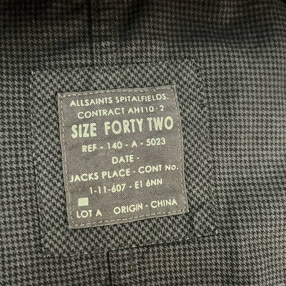 AllSaints Spitalfields Exert Jacket Size 42 Unisex Gray Houndstooth Shacket - Picture 3 of 12